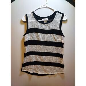 White House Black Market Women's Sleeveless Black/Cream Tank Top - Size Small
